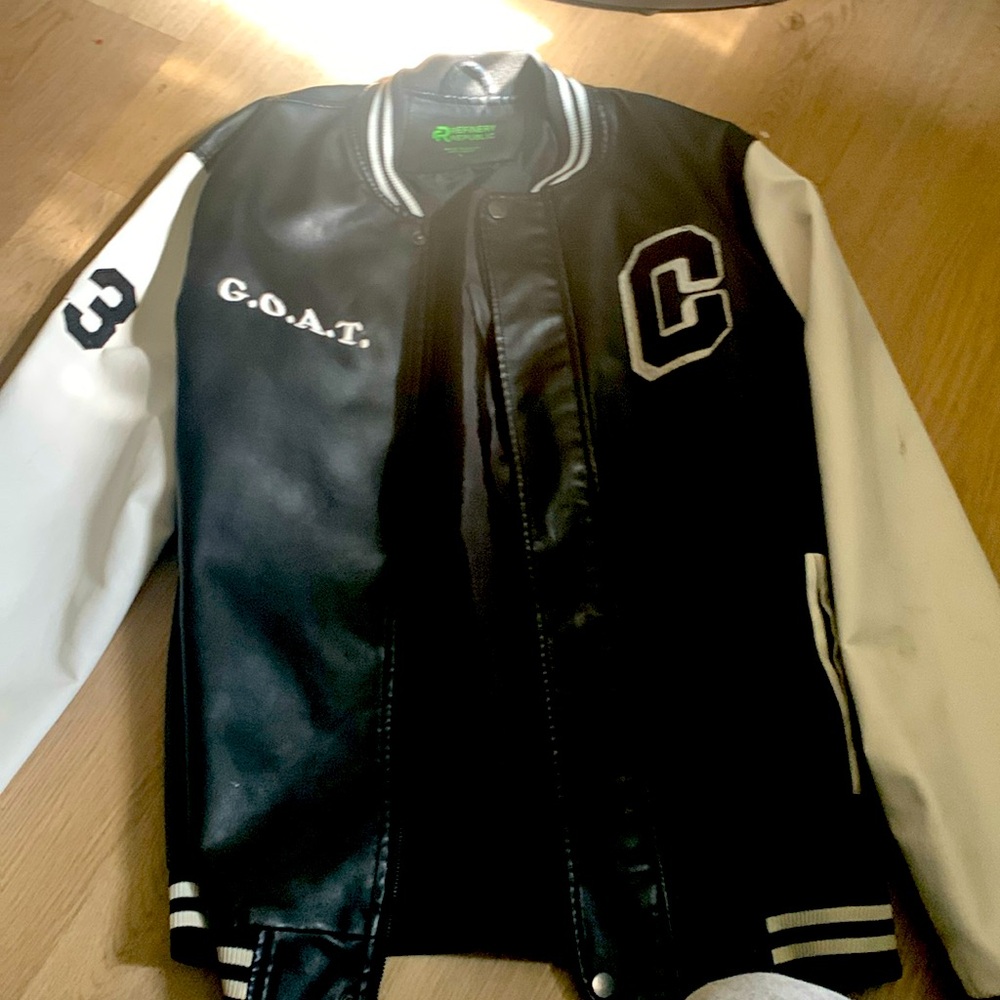 White and Black leather jacket